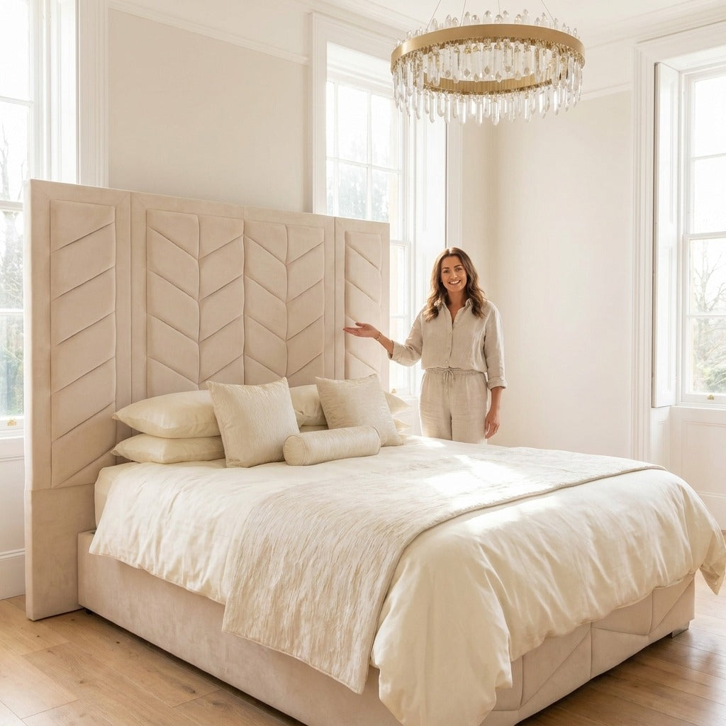 Chevron Luxe extended panel Bed