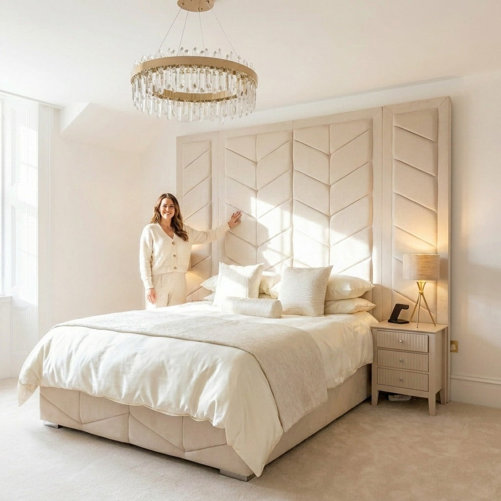 Chevron Luxe extended panel Bed