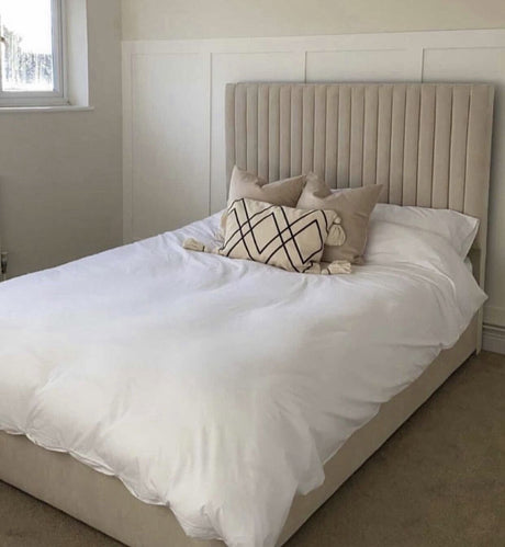 Halo bed frame, panelled headboard 